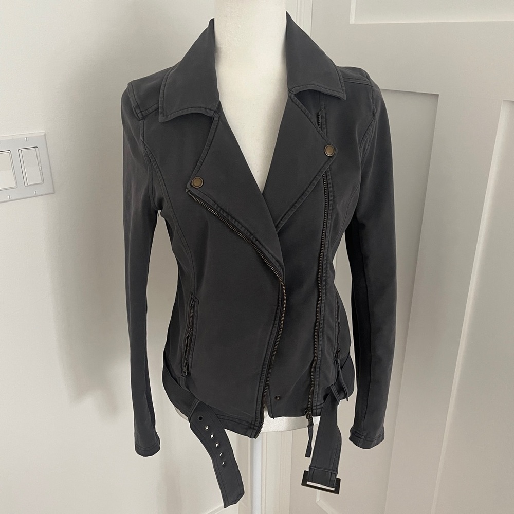 NWOT Anthropologie Marrakech Moto Jacket SzXS Gray Cotton Stretch Crop Denim*J19 - Picture 4 of 9